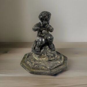 Rare Antique Victorian Meriden Figural Cherub Silverplate Triple Plate #351